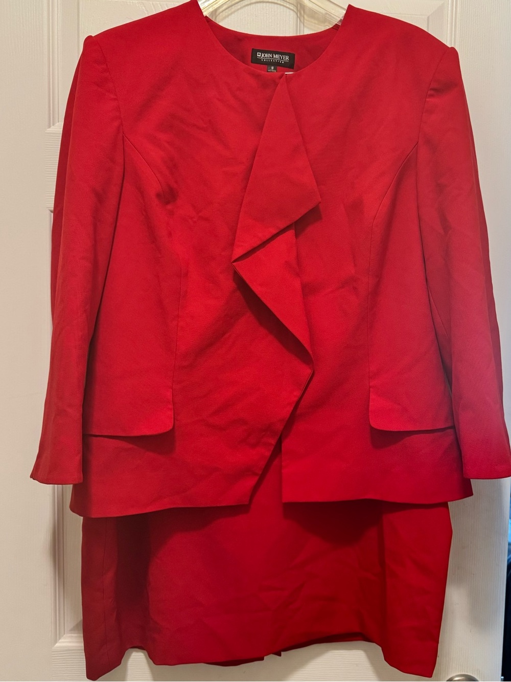 John Meyer Collection Red Ruffle-Accent Blazer